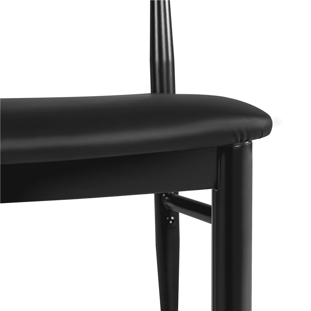 Alden Design 2-Piece Modern Armless Leather Dining Chairs with Backrest, Black