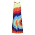 thumbnail image 5 of asdoklhq Womens Plus Size Clearance Dresses,Women's Summer Casual O-Neck Regular Print Sashes Floor-Length Dress, 5 of 9