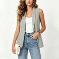 thumbnail image 4 of Olyvenn Womens Notch Lapel Single Button Sleeveless Blazer Vest, Mid Length Straight Cut Side Hand Pockets Tailored Fit Gray XXL, 4 of 7