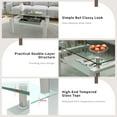 thumbnail image 4 of Rectangle Glass Coffee Table for Living Room, Center Table, Sofa Table, with White Metal Legs, Clear Tempered Glass Top (White, Coffee Table), 4 of 11