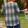 thumbnail image 5 of TQWQT Plus Size Women's Plaid 3/4 Sleeve Tunic - Round Neck, Soft Fabric, High-Low Hem, Loose Relaxed Fit Blouse for Layering/Daily 5XL, 5 of 5