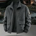 thumbnail image 2 of Jerdar Men's Fashion Fall and Winter Windproof and Waterproof Double-sided Wear Washed Cotton-padded Jacket with Long Sleeve Pocket Zipper Jacket Coat., 2 of 9