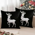 thumbnail image 5 of Neoyler Christmas Decorations Embroidered Pillow Cover Polyester Soft Fade Resistant Invisible Zipper Washable Accent for Sofa Mantel Bedroom Outdoor Decor Black 17.7x17.7in, 5 of 6