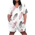 thumbnail image 2 of LOVZFMLL Combinaison Ample Décontractée à Manches Courtes pour Femmes, Multicolore TG, 2 of 5