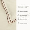 thumbnail image 3 of Lush Decor Hampton Double Flange Embroidered Contrast Edge Cotton Comforter Set, 3 Piece Set, King, Neutral & Copper - Hotel Bedding Set - Embroidered Trim - Beige Comforter - Minimalist Decor, 3 of 6