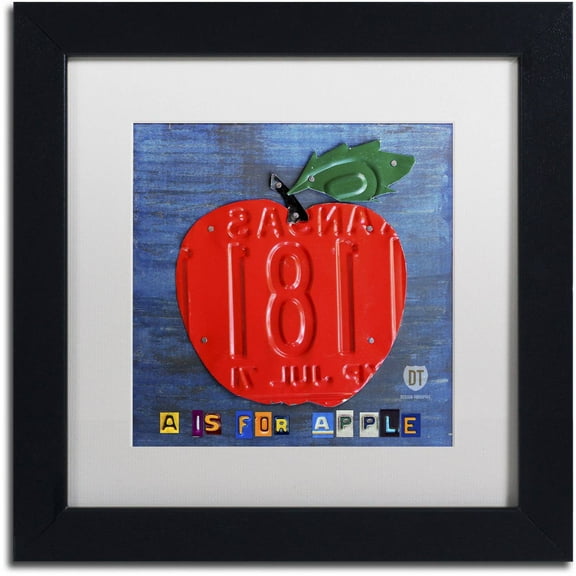 Trademark Fine Art 'Apple' Canvas Art by Design Turnpike, White Matte, Black Frame