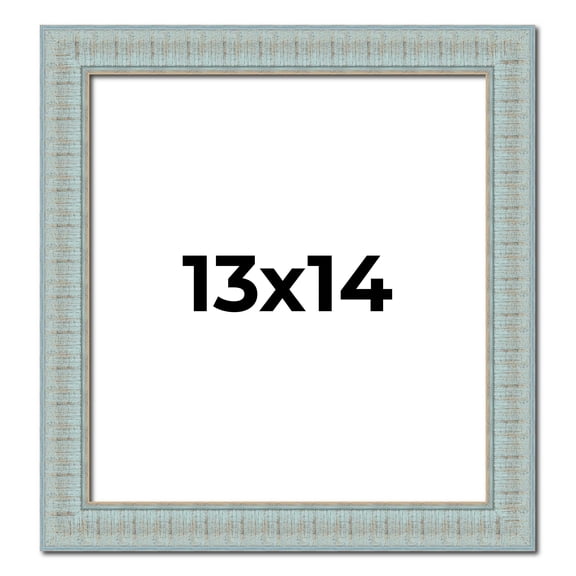 13x14 Frame Blue Teal Distressed Solid Wood Picture Frame | 1.625 Inch Moulding Width | Sonoma Blue