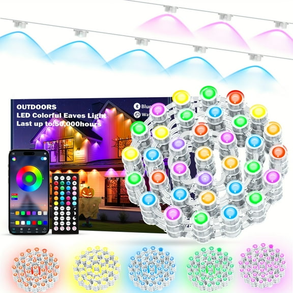 Smart RGB LED Outdoor String Lights | 50-500ft IP67 App & Remote Control | Music Sync for Halloween, Christmas & Party Decorations