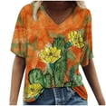 thumbnail image 2 of DPTALR T-Shirt Imprimé à Col en V Femme à Manches Courtes T-Shirt Blouse, 2 of 4