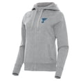 thumbnail image 2 of Women's Antigua Heather Gray St. Louis Blues Victory Full-Zip Hoodie, 2 of 3