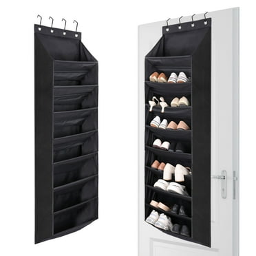 LUIISIS 8 Shelves Hanging Shoes Storage Organizer, 17.2" x 65.6" Hanging Shoes Holder with 4 Metal Hoooks, Over the Door Shoes Organizer with Large Pockets, Hanging Shoes Shelves for Dorm, Home