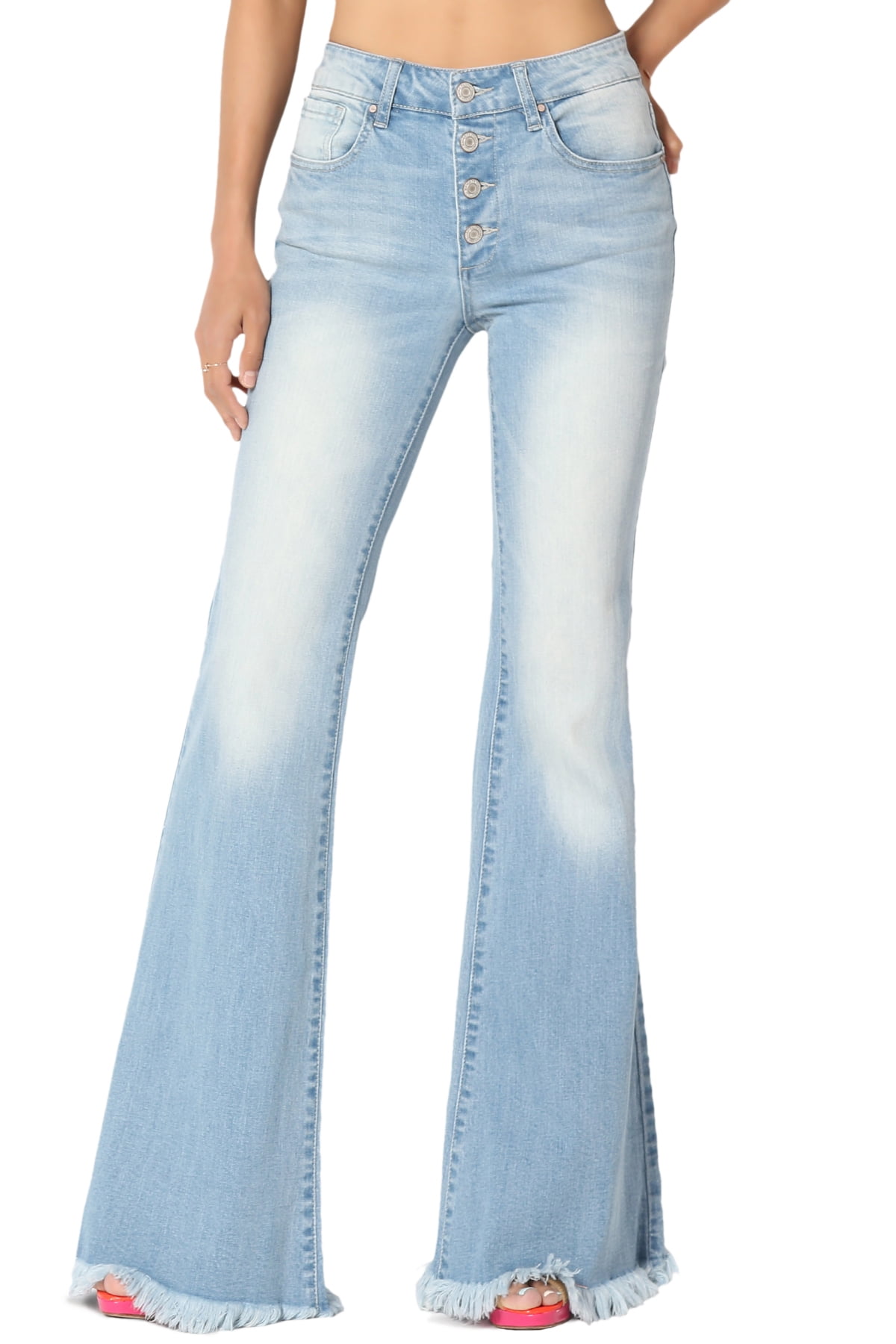 TheMogan Women's PLUS Retro 70S Button Fly Mid Rise Stretch Denim Flare Jeans - Walmart.com