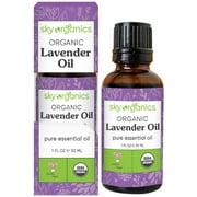 Sky Organics Organic Lavender Essential Oil (1 fl oz) 100% Pure Steam-Distilled Lavender Essential Oil Natural Lavender Oil for Aromatherapy Diffuser Massage Candles and DIY