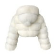 thumbnail image 4 of Uooqdmx Trench Coat Women Faux Fur Coat Outerwear Hooded Splicing Furry Long Jacket Faux Sleeve Short Warm Coat Winter Coats for Women White S, 4 of 4
