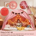 thumbnail image 5 of YEERSWAG Full Bed Tent with Star Lights & Flags, Breathable Portable Playhouse for Indoor Bedroom, Birthday Gift, Beige/Pink/Black, 5 of 10