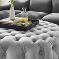 thumbnail image 5 of Modway Amour Tufted Button Large Round Performance Velvet Ottoman in Light Gray, 5 of 6