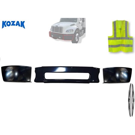 Steel Black Bumper with Corners Compatible with Freightliner M2 Business Class 106 112 2003-2021