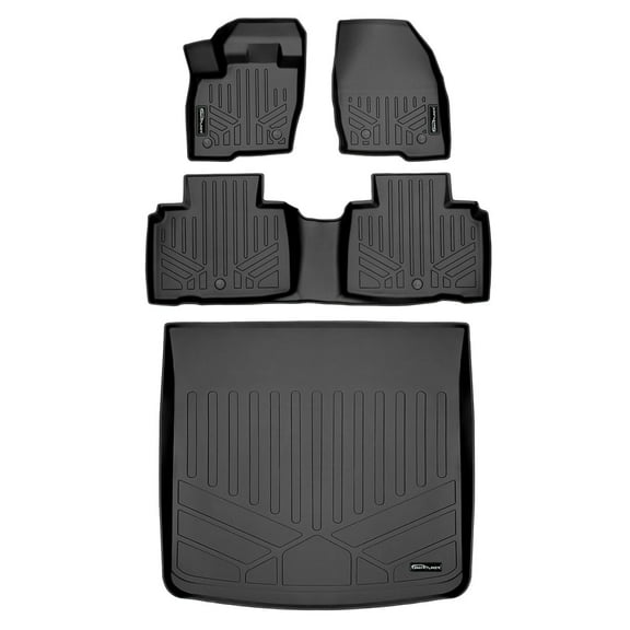 SMARTLINER Custom Fit Floor Mats 2 Rows and Cargo Liner Trunk Set Black Compatible With 2016-2018 Lincoln MKX / 2019-2022 Nautilus