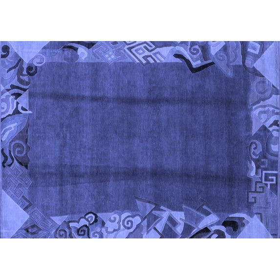 Ahgly Company Indoor Rectangle Abstract Blue Modern Area Rugs, 2' x 5'