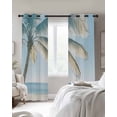 thumbnail image 3 of Blue Coastal Blackout Curtains 84 Inches Long for Bedroom, Summer Palm Trees Vacation Watercolor Thermal Insulated Room Darkening Black Out Window Curtain Panels Grommet Drapes for Living Room, 3 of 8