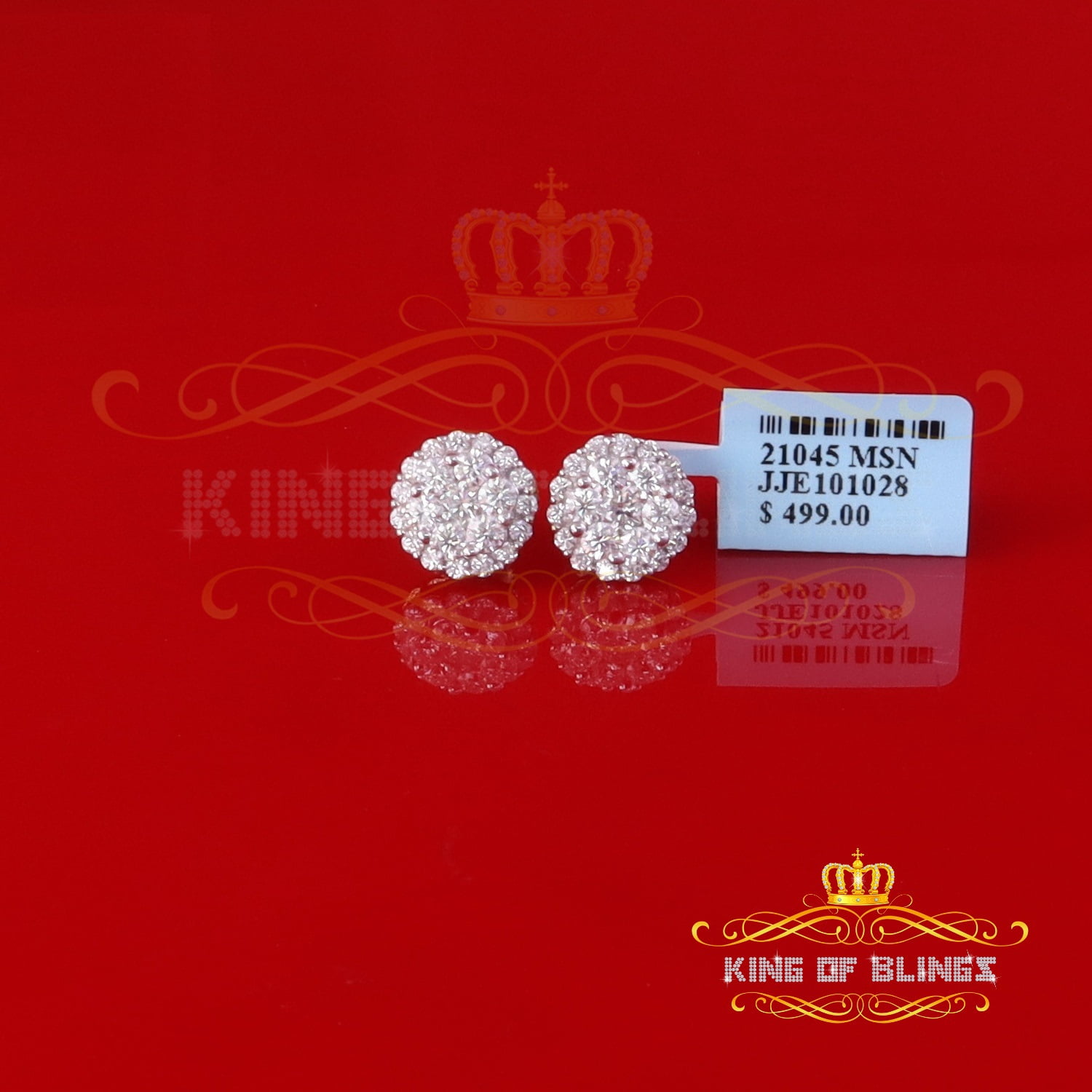 King of Bling's Men's/Womens 925 Silver Yellow 2.00ct VVS 'D' Moissanite Round Stud Earrings