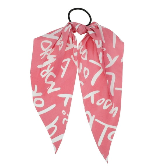 Unique Bargains 1 Pc Triangle Ribbon Letter Hair Elastic Band for Home Pink