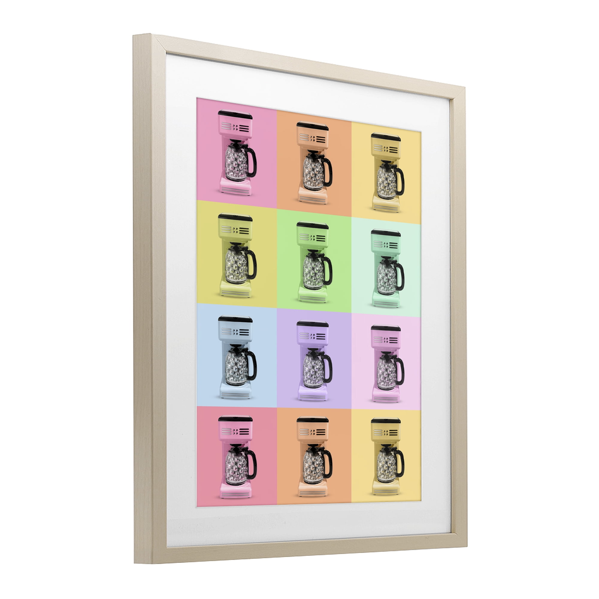 Stupell Industries Disco Coffee Maker Collage Birch Framed Print Under Glass, design by LISH Creative