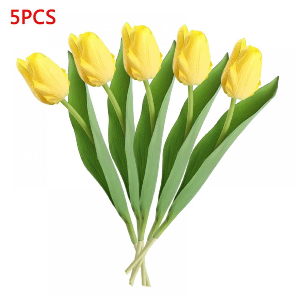 5 Pcs Tulips Artificial Flowers Real Touch Fake Tulips Fake Flowers for