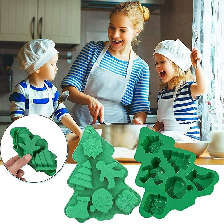2 Pack Christmas Silicone Baking Molds,Nonstick Silicone Cake Molds,Nonstick  Cake Pan Muffin Mold with Shape of Christmas Tree Socks Bells Shape for  Kitchen DIY Baking Tools 
