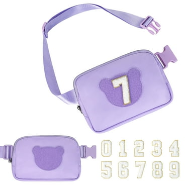 Crossbody Belt Bag Waist Packs with Number 4 5 6 7 8 9 10 11 12 13 Year Old Personalized Birthday Christmas Gift White