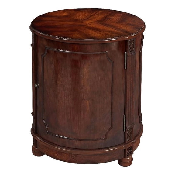 Beaumont Lane Traditional End Table Coffee Accent Table Round in Brown Wood