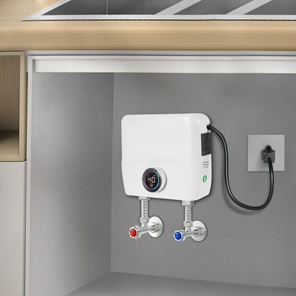 Corded Electric Water Heater Instant Hot Tankless Water Heater On Demand Water Heater,LF-005,White,Home Kitchen Bathroom Use