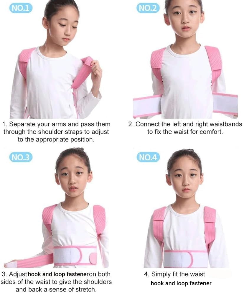 Children Back Posture Corrector Brace Adjustable Back Shoulder Neck Clavicle Support Spine And Lumbar Support Hunchback Correction Belt For Boys And Girls (Color : Blue, Size : L)