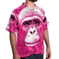 thumbnail image 2 of Pink Monkey Gorilla Men's Short Sleeve Beach Shirts, Casual Printed Button Down, Summer Unisex Spread Collar Tops, 2 of 6
