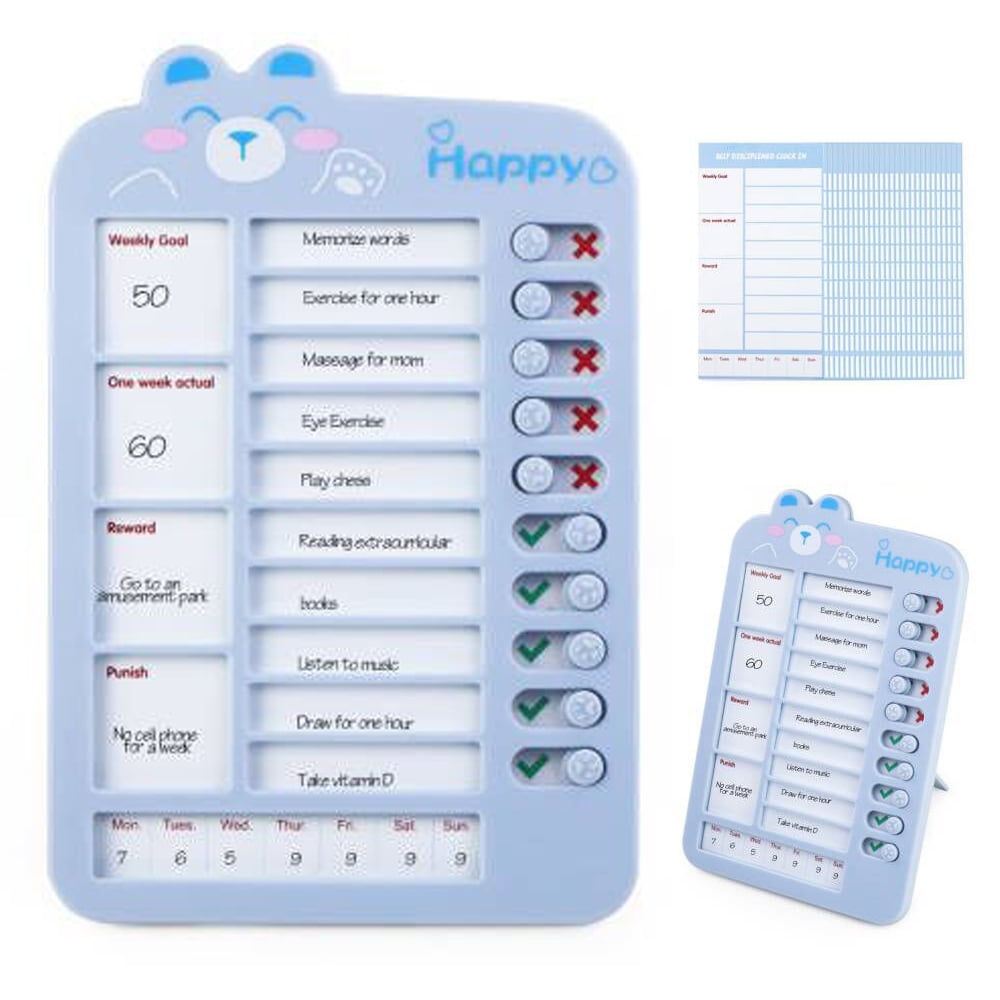 Plastic Chores Checklist Board with Slider and Card Stocks, Daily Schedule to Do List Checklist Board, Daily Routine Chart for Kids, Chore Chart for Teenagers Kids