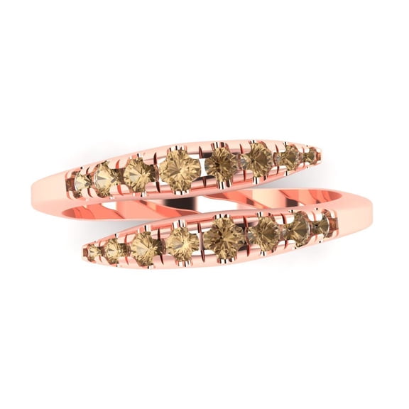 0.235 ctw Wedding Band for Women - 18K Rose Gold Simulated Champagne Diamond Stackable Eternity Ring