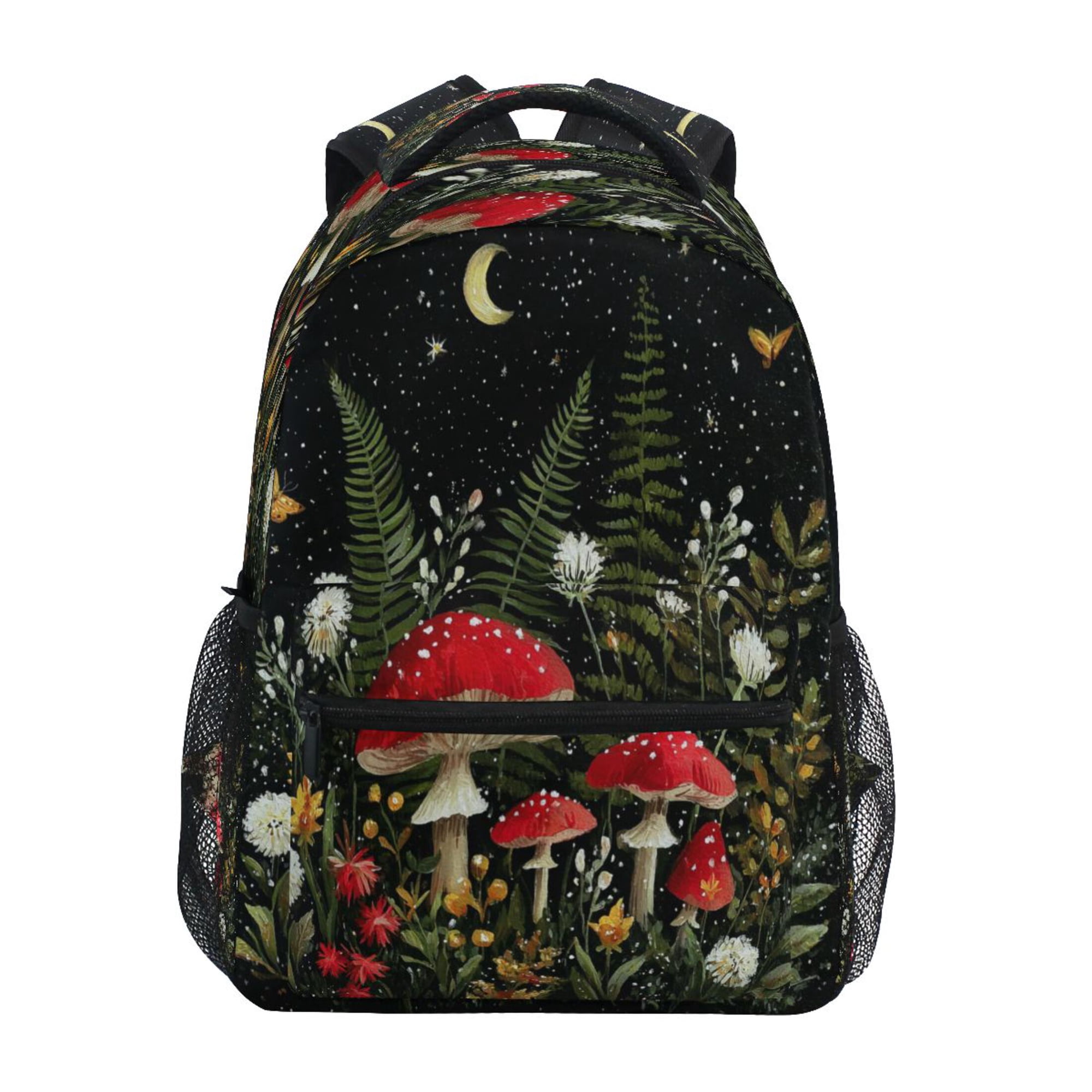 Backpack 16x11.4x6.9 Inches Fashion Backpack Shopping Travel Outing Backpack Mushroom Forest Night Glow