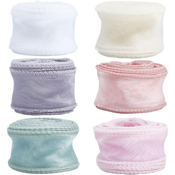1 Set 59 Yards 6 Colors Fishtail Organza Ribbon Sheer Wired Organza Chiffon Ribbon for Jewelry Making DIY Gift Wrapping Iridescent Fishtail Yarn Ribbon Glitter Sheer Ribbons for Christmas Wedding