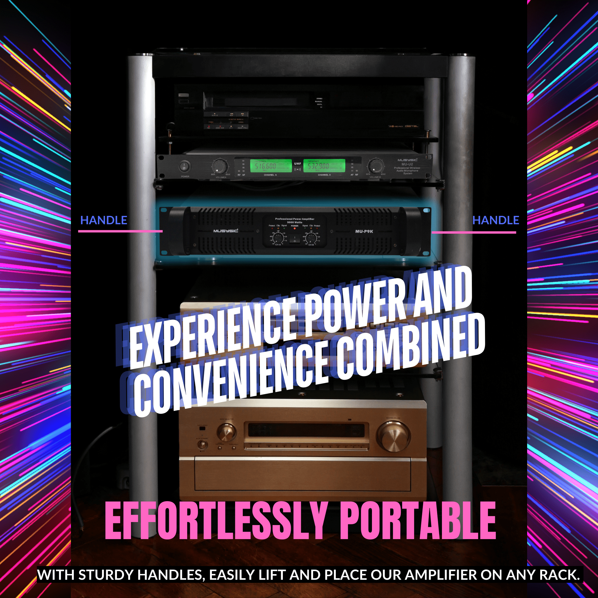 MUSYSIC Professional 2 Channel 7000 Watts DJ PA Power Amplifier Signal out MU-P7K : MUSYSIC Stereo Audio Amplifier-2000Watts Amplifier