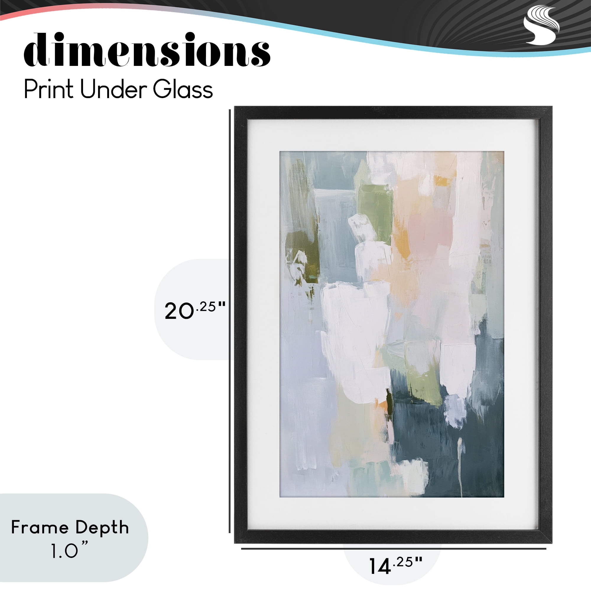 Stupell Industries Abstract Pastel Brushstroke Composition Black Framed Print Under Glass, design by Petal Prints Design