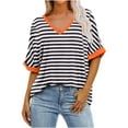 thumbnail image 1 of Blouses pour Femmes, Mode Décontractée Confortable Imprimé Col en V Manches Courtes Haut Blouse T-Shirt, 1 of 3