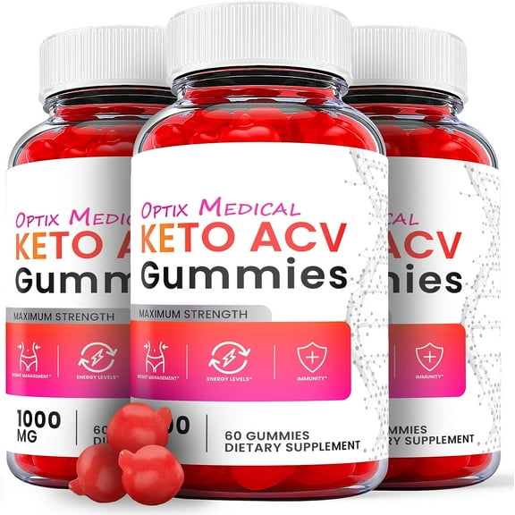 (3 Pack) Optix Medical Keto ACV Gummies - Apple Cider Vinegar Supplement for Weight Loss - Energy & Focus Boosting Dietary Supplements for Weight Management & Metabolism - Fat Burn - 180 Gummies