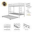thumbnail image 3 of BTMWAY Twin Over Twin Bunk Bed with Trundle, Metal Bunk Beds Frame with 2 Side Ladders, Convertible Bunk Bed with Safety Guard Rails, No Box Spring Needed, Silver, 3 of 11