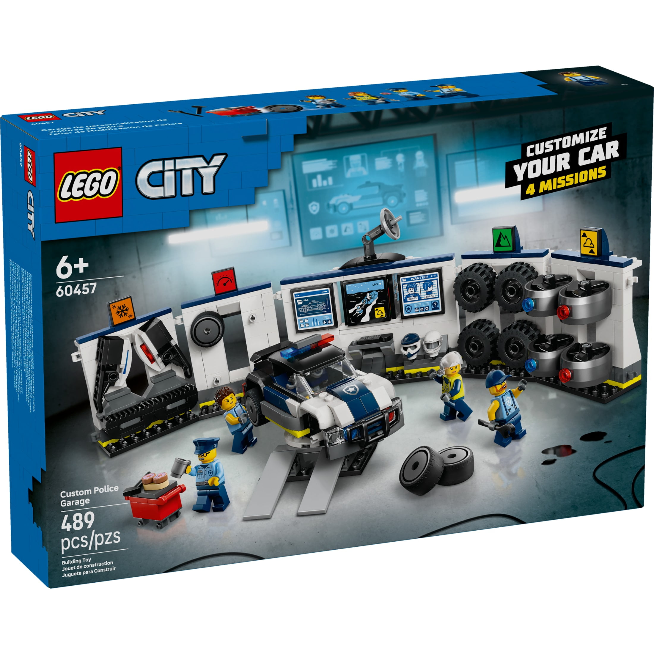 LEGO City Custom Police Car Garage Building Toy for Kids - Modular Construction Set for Pretend Play - Building Blocks W/Police Car Toy for Boys & Girls, Ages 6+ - Gifts for Birthdays - 60457