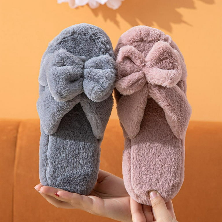 Women's Fuzzy Slippers, Slippers for Women Fluffy Furry Fur House Shoes,  plush Sandal house slippers Memory Foam Anti-Slip Indoor Outdoor  Slipper,Size