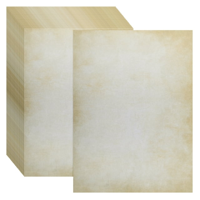 Uxcell 24 Packs Vintage Cotton Paper Printer Paper White Brown Gradient Classic Aged Paper for Letter Writing