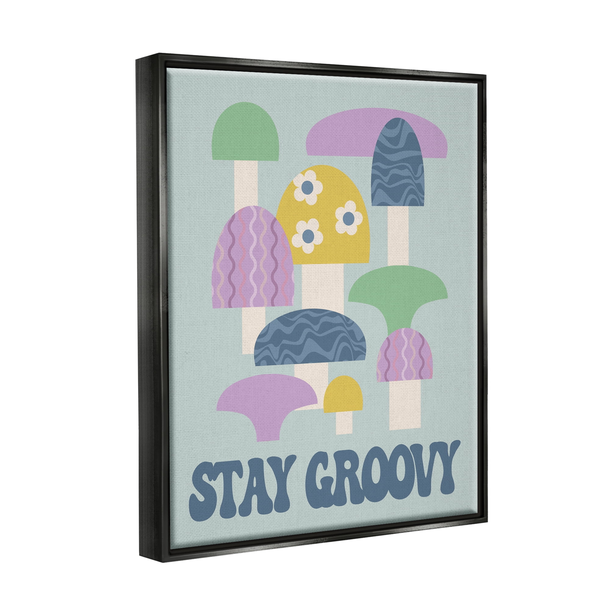 Stupell Industries Stay Groovy Botanicals Botanical & Floral Painting Black Floater Framed Canvas Art Print Wall Art, 25 x 31
