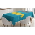 thumbnail image 1 of Ambesonne Retro Tablecloth Rectangular Table Cover, Old Cab Grunge Typography, 52"x70", Petrol Blue and Yellow, 1 of 3