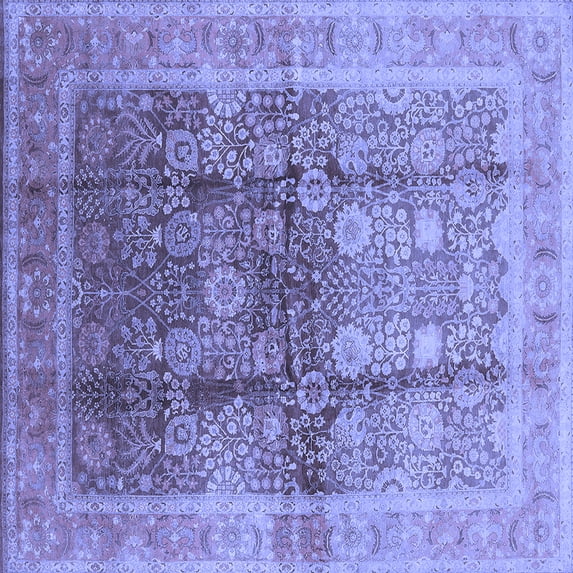 Ahgly Company Indoor Square Oriental Blue Traditional Area Rugs, 8' Square