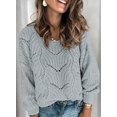 thumbnail image 2 of Womens 2023 Cute Elegant Soft Crewneck Long Sleeve  Cable Knit Pullover Sweaters, 2 of 9